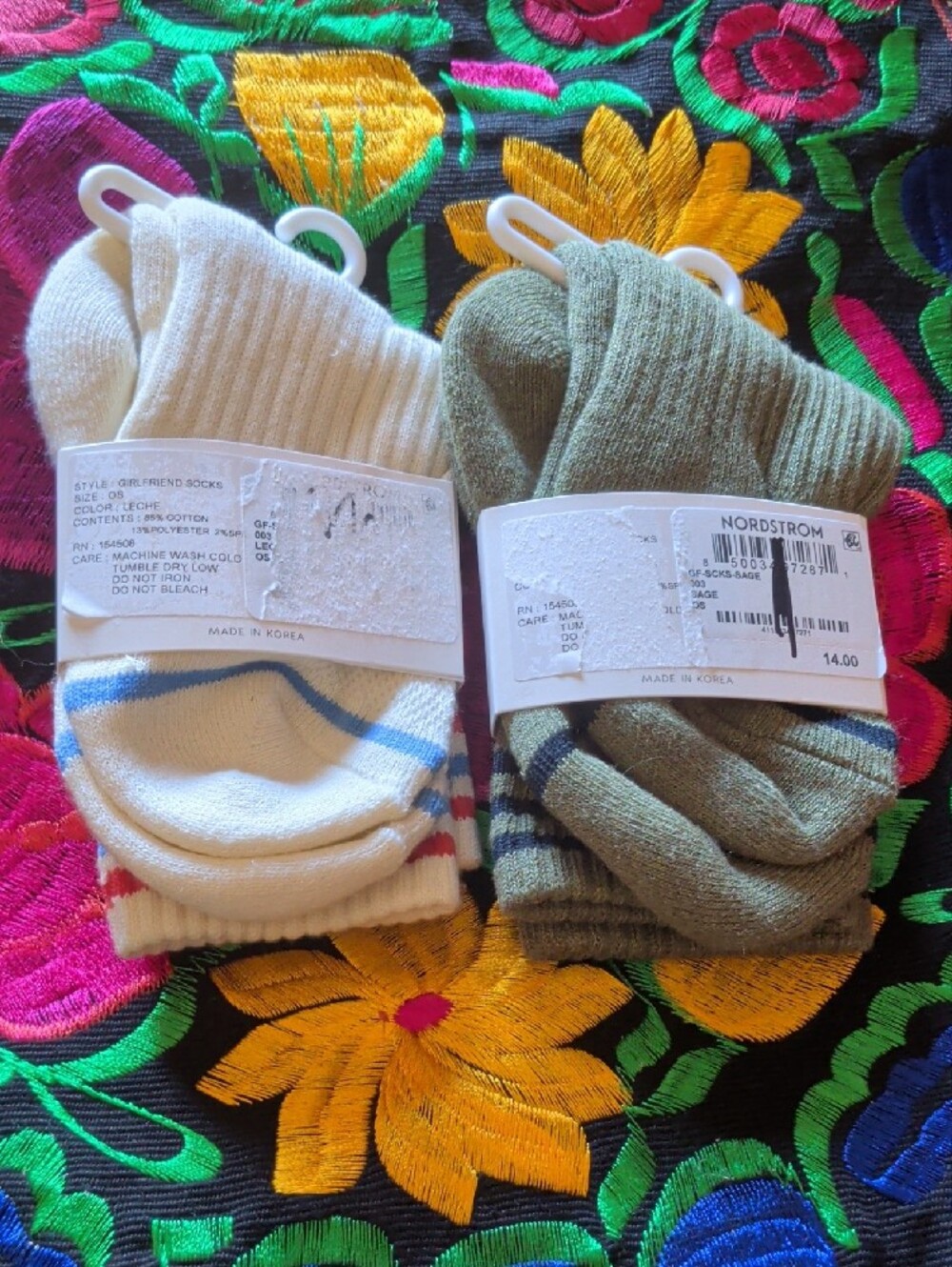 Le Bon Shoppe Girlfriend Socks — Olive & White Stripe - Picture 2 of 5